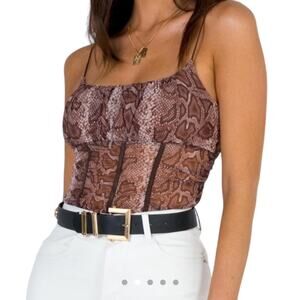 Princess Polly Snakeskin Print Margie Top - Brown - US 6
